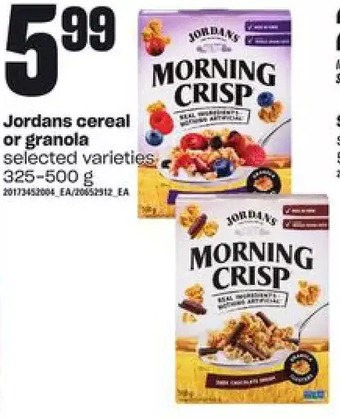 Loblaws Jordans cereal or granola offer