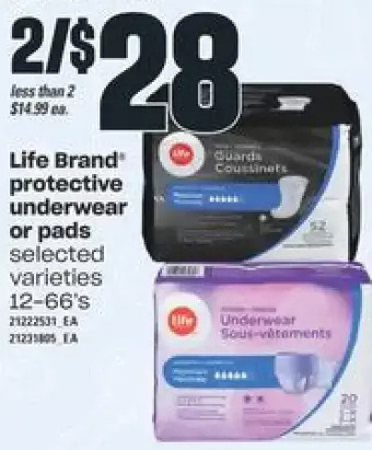 Independent Grocer Life brand protective underwear or pads offer