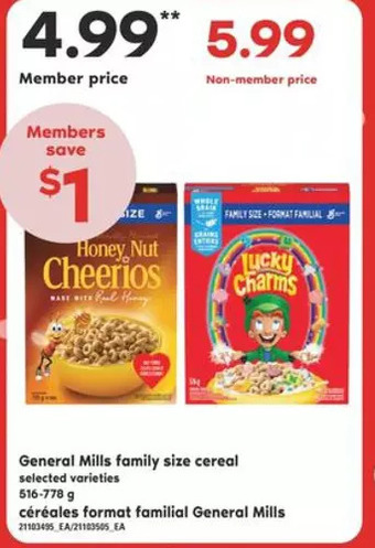 Independent Grocer General mills family size cereal offer