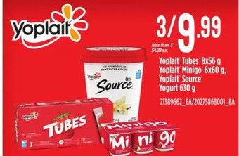 Zehrs Markets Yoplait tubes, yoplait minigo, yoplait source yogurt offer