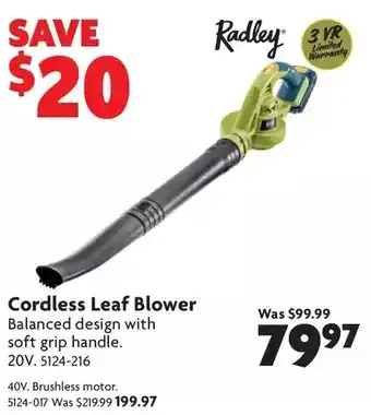 Home Hardware Cordless leaf blower: 20v | 40v offer
