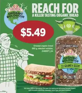 Independent Grocer Oroweat organic bread offer
