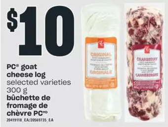 Independent Grocer Pc goat cheese log offer