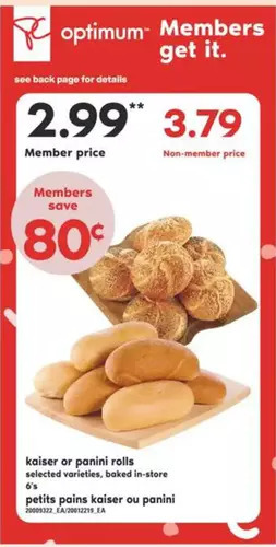 Independent Grocer Kaiser or panini rolls offer
