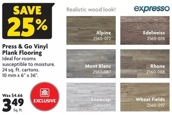 Home Hardware Press & go vinyl plank flooring offer
