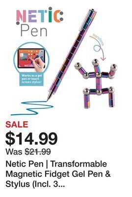 Showcase Netic pen | transformable magnetic fidget gel pen & stylus (incl. 3 ink refills) offer
