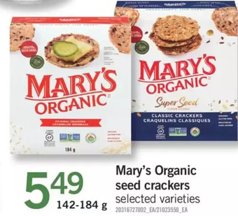 Fortinos Mary's organic seed crackers offer