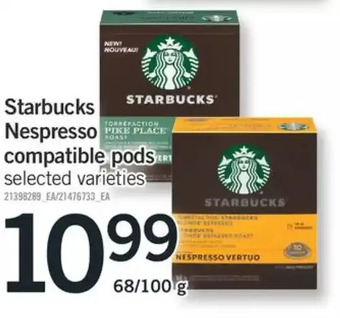Fortinos Starbucks nespresso compatible pods offer