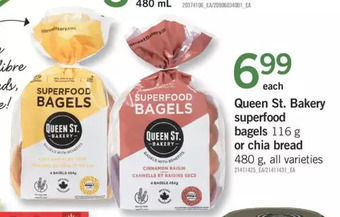 Fortinos Queen st. bakery superfood bagels or chia bread offer