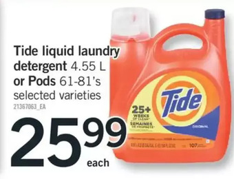 Fortinos Tide liquid laundry detergent or pods offer