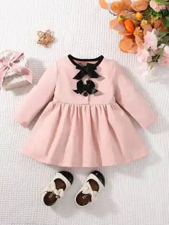 SheIn Baby bow front contrast binding smock dress offer