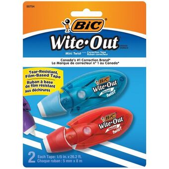 Staples Bic wite-out micro correction tape - assorted colours - 2 pack offer