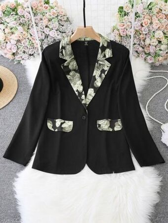 SheIn Plus floral print single button blazer offer