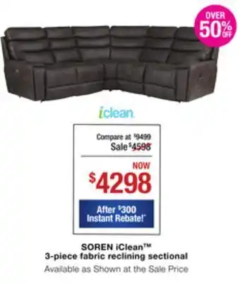 La Z Boy Soren iclean™ 3-piece fabric reclining sectional offer