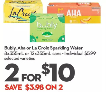 Longo's Bubly, aha or la croix sparkling water offer