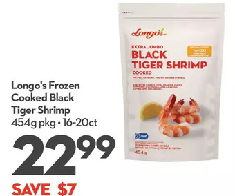 Longo's Longo's frozen cooked black tiger shrimp offer