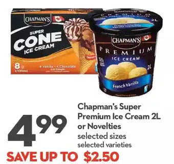Longo's Chapman's super premium ice cream or novelties offer