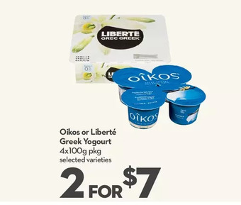 Longo's Oikos or liberté greek yogourt offer