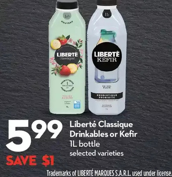 Longo's Liberte classique drinkables or kefir offer