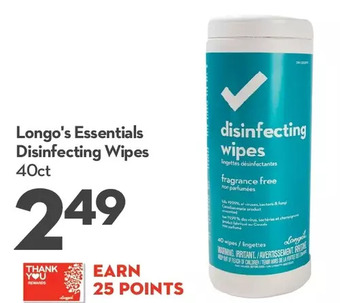 Longo's Longo's essentials disinfecting wipes offer
