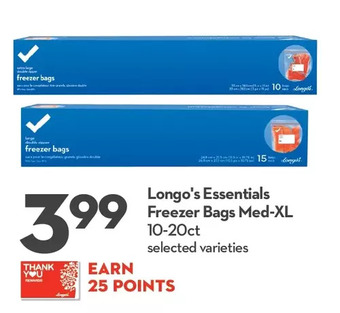 Longo's Longo's essentials freezer bags med-xl offer