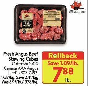 Walmart Fresh Angus Beef Stewing Cubes offer