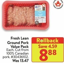 Walmart Fresh Lean Ground Pork offer