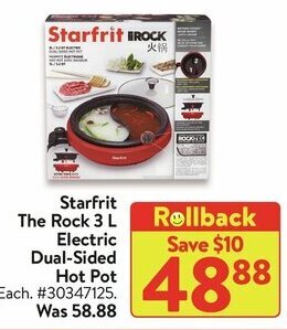 Walmart Starfrit The Rock 3 L Electric Dual-Sided Hot Pot offer