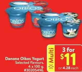 Walmart Danone Oikos Yogurt 4 x 100 g offer