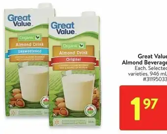 Walmart Great Value Almond Beverage 946ml offer