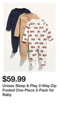 Old Navy Unisex sleep & play 2-way-zip footed one-piece 3-pack for baby offer