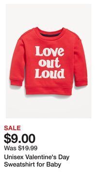 Old Navy Unisex valentine's day sweatshirt for baby offer