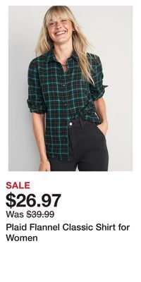 Old Navy Plaid flannel classic shirt for women offer