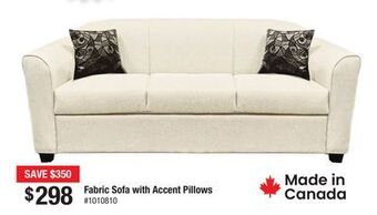 Bad Boy Superstore Fabric sofa with accent pillows offer