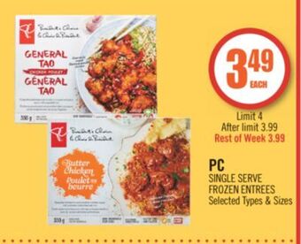 Shoppers Drug Mart Pc single serve frozen entrees offer