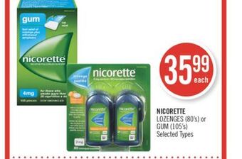 Shoppers Drug Mart Nicorette lozenges (80's) or gum (105's) offer