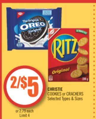 Shoppers Drug Mart Christie cookies or crackers offer
