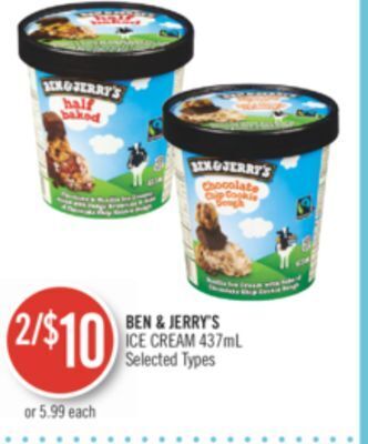 Shoppers Drug Mart Ben & jerry's ice cream offer