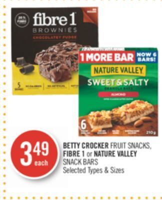 Shoppers Drug Mart Betty crocker fruit snacks, fibre 1 or nature valley snack bars offer