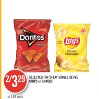 Shoppers Drug Mart Selected frito-lay single serve chips or snacks offer