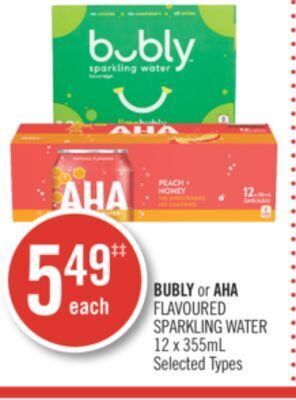 Shoppers Drug Mart Bubly or aha flavoured sparkling water offer