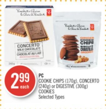 Shoppers Drug Mart Pc cookie chips (170g), concerto (240g) or digestive (300g) cookies offer