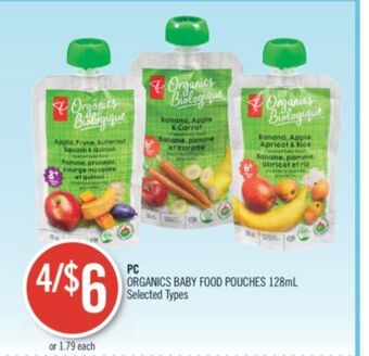 Shoppers Drug Mart Pc organics baby food pouches offer