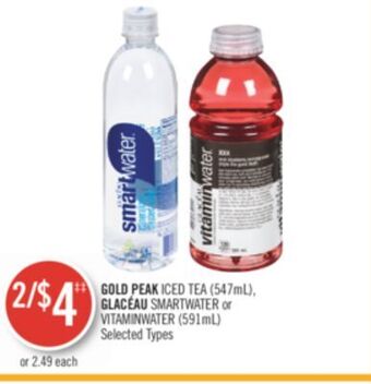 Shoppers Drug Mart Gold peak iced tea (547ml), glacéau smartwater or vitaminwater (591ml) offer