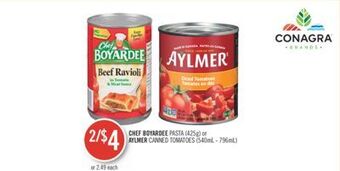 Shoppers Drug Mart Chef boyardee pasta (425g) or aylmer canned tomatoes (540ml - 796ml) offer