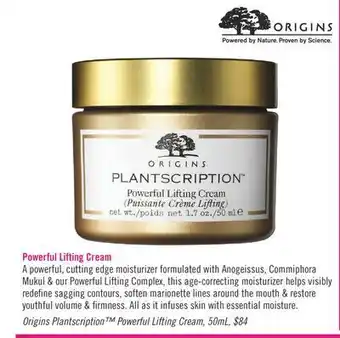 Shoppers Drug Mart Origins plantscription™ powerful lifting cream offer