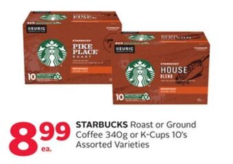 Rexall Starbucks roast or ground coffee 340g or k-cups 10' s offer
