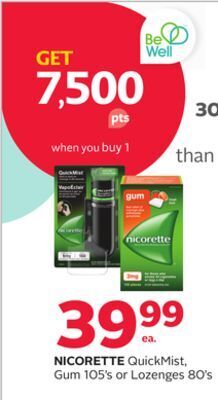 Rexall Nicorette quickmist, gum 105' s or lozenges 80' s offer