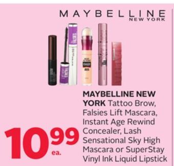 Rexall Maybelline new york tattoo brow, falsies lift mascara, instant age rewind concealer, lash sensational sky high mascara or sup offer