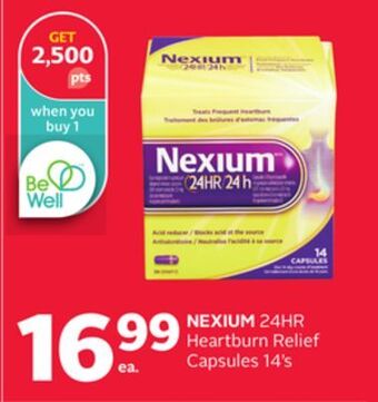 Rexall Nexium 24hr heartburn relief capsules 14' s offer